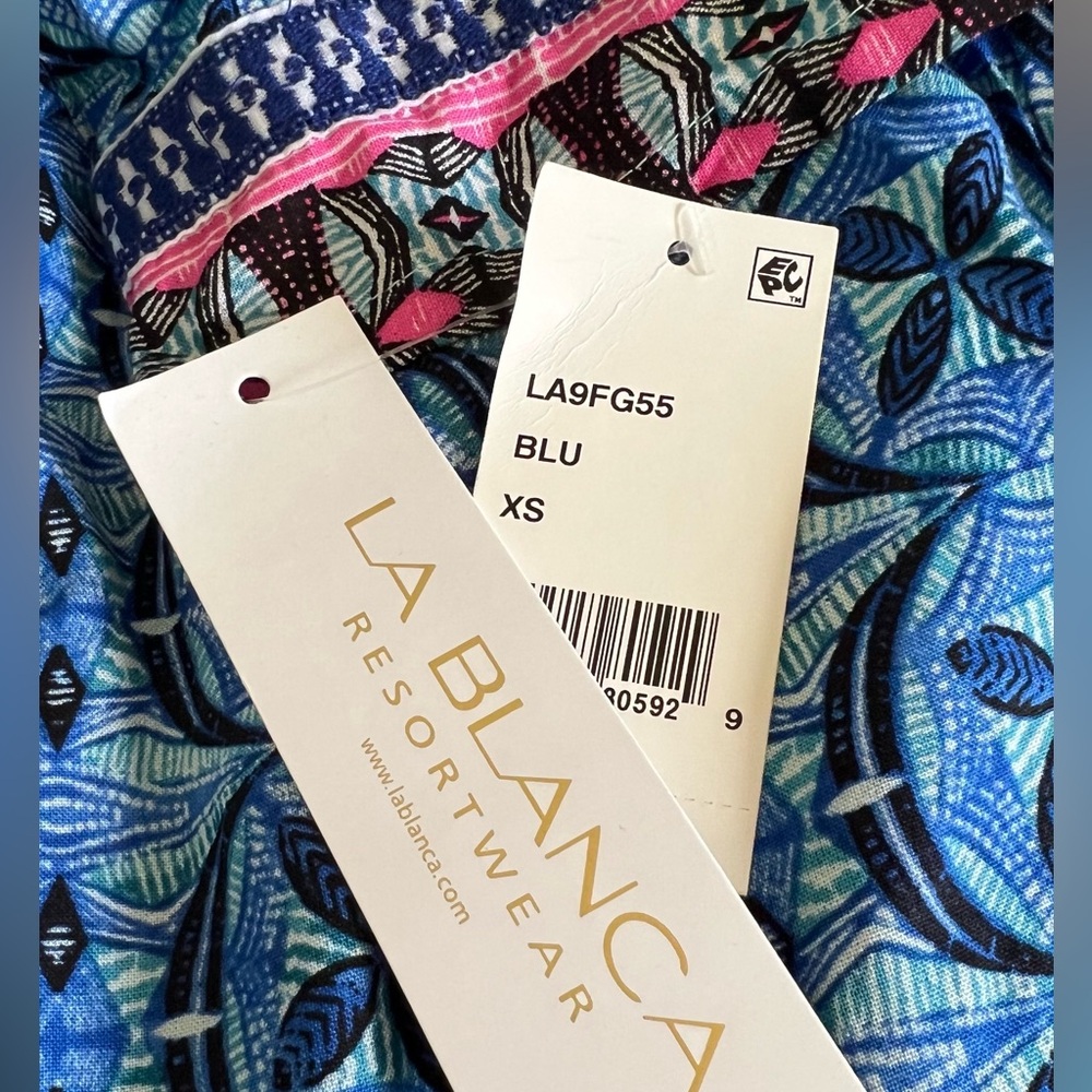 Brand NEW La Blanca Swimwear Beachy Cover-Up Dress Blue Geometric Size XS - Picture 8 of 16